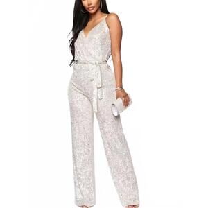 NEW SIX/FIFTY nova lurex jumpsuit in silver